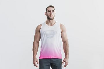 White Nobull Wodapalooza Tank (DIP-DYE) Men's Tanks | CA Z1590U